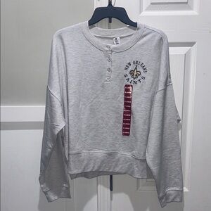 New Orleans Saints NFL Team apparel Henley Sweatshirt NWT XL